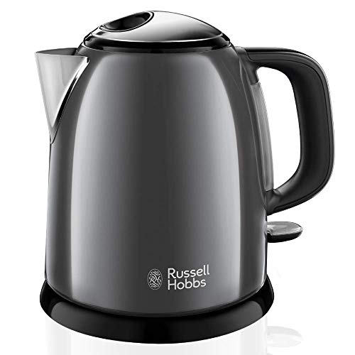 Russell Hobbs Colours Plus - Hervidor de Agua Eléctrico Pequeño (2400 W, Hervidor de 1l, Kettle Inox, Gris Oscuro) - ref. 24993-70