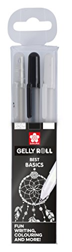 Sakura Gelly Roll - Juego de 3 bolígrafos, color transparente, blanco y negro.