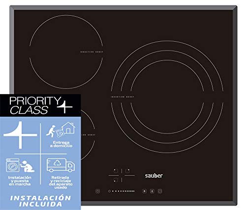 Sauber - Vitrocerámica de Inducción SEV03-3 zonas de cocción - Ancho: 60cm. INSTALACIÓN EN EL DOMICILIO INCLUIDA