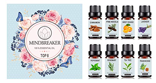 Set de aceites esenciales de aromaterapia orgánica - TOP8 Difusores de aceite, incienso, lavanda, árbol de té, naranja dulce, menta, canela, aguja de pino, romero para el hogar, oficina, sueño, yoga