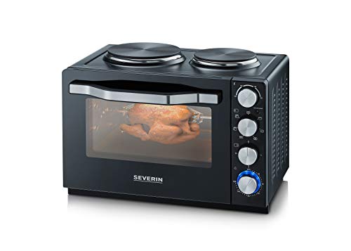 Severin TO 2065 - Horno con placas de cocción, 2500 W, acero inoxidable, 30 L, color negro