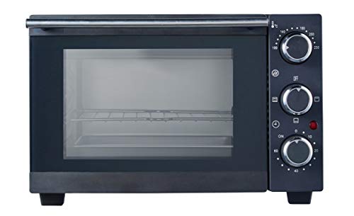 Slabo HORNOS COMPACTOS 15 litros | 1200 Watt Mini Horno con Calor Superior e Inferior 100-230 °C | 60 Minutos | práctico ayudante de Cocina con función de Temporizador | Cristal Doble - Negro