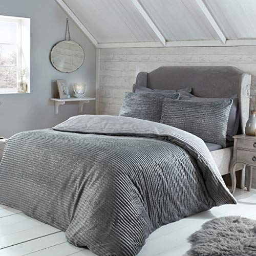 Sleepdown Juego de sábanas de Forro Polar Acanalado, Color Gris Sleepdown Juego de sábanas de Forro Polar Acanalado, Color Gris