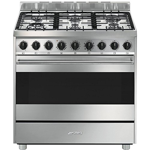 Smeg B9GMXI9 Independiente Gas hob A Acero inoxidable - Cocina (Independiente, Acero inoxidable, Giratorio, Frente, Gas hob, Izquierda)