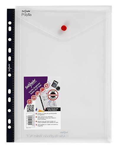 Snopake A4 Polyfile High Capacity Ring Binder Popper Wallet Portrait Clear (Pack of 5)