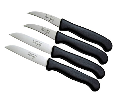 Solingen - Juego de 4 cuchillos para verduras, aptos para lavavajillas, rectos y curvados, inoxidable, fabricado en Alemania
