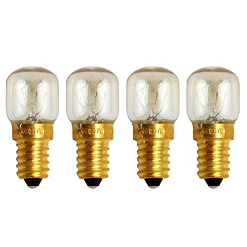 Solustre - Lote de 4 bombillas de horno de microondas de alta resistencia a altas temperaturas (E14, bombillas incandescentes tubulares, 25 W), color blanco cálido