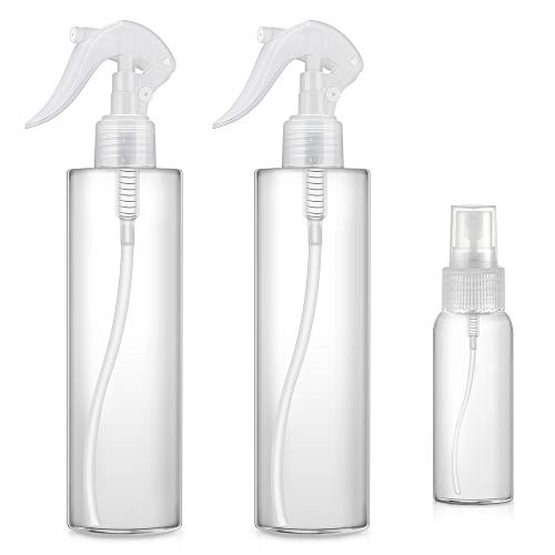 Spray Botella,Botella de Aerosol Mini Botellas Vacías Portátiles Vacío Plástico Transparente Niebla Fina Atomizador para Limpieza de Jardines Peluqueros Belleza(2x300/2x50ml)
