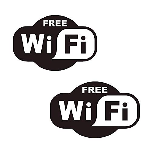 SUQ 2 x Free Wifi Cartel Símbolos Adhesivos, pegatina de pared Wifi gratis Sticker Decal Signo Café Restaurante Bar Pub BOficina Internet Tienda puertas vidrio Ventanas Vinilos(15cm x 10cm)