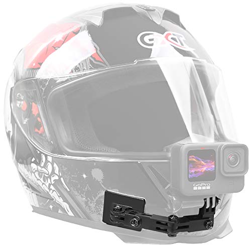 SUREWO Soporte de barbilla para casco de motocicleta de aluminio compatible con Hero 9/8/7/(2018)/6/5 negro 5/4 sesión, DJI OSMO Action, APEMAN/Crosstour/AKASO/Campark y más