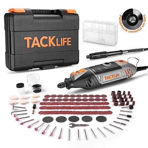 TACKLIFE Herramienta Rotativa 135W, Amoladora Eléctrica con Portabrocas Sin Llave, 150 Accesorios y Eje Flexible, 6 Velocidad Variable, Ideal para Manualidad y Bricolaje, RTSL50AC