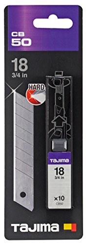 Tajima cb50rb Juego de"Razor negro" cuchillas de repuesto, negro, 18 mm, set de 10 piezas