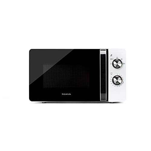 Taurus Microondas Fastwave 20, 20L, 700W, 6 potencias, Sin Grill, Función descongelar, Auto-clean, Revestimiento White&Clean, Temporizador 30 min, 45.5 x 34.2 x 26 cm, Tecnología FastWave, Blanco Taurus Microondas Fastwave 20, 20L, 700W, 6 potencias, Sin Grill, Función descongelar, Auto-clean, Revestimiento White&Clean, Temporizador 30 min, 45.5 x 34.2 x 26 cm, Tecnología FastWave, Blanco