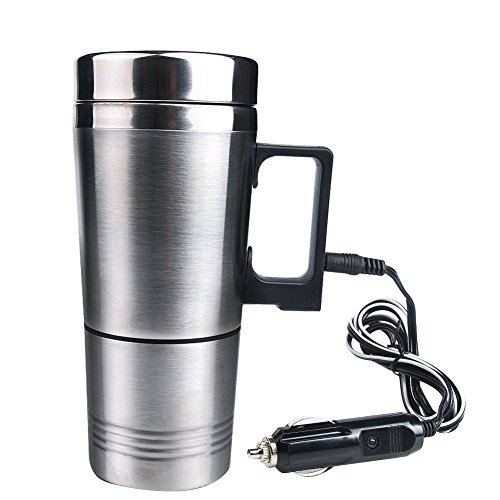 Taza eléctrica de acero inoxidable de 12 V para coche aplicable al agua hirviendo café, leche, huevos hervidos y té