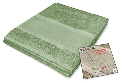 Tex Family - Juego de toallas de rizo Tosca © tela Aida para bordar punto de cruz 1 + 1 para cara y invitados, color verde