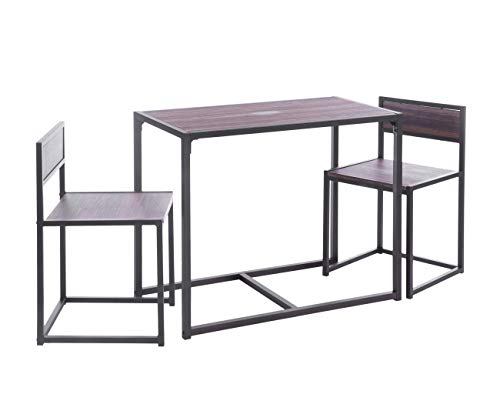 ts-ideen Juego de 3 Piezas para Cocina o Comedor Mesa de 60x45 cm con 2 Sillas en Aluminio y MDF Color Nogal ts-ideen Juego de 3 Piezas para Cocina o Comedor Mesa de 60x45 cm con 2 Sillas en Aluminio y MDF Color Nogal