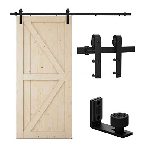 TSMST 5FT/152CM Herraje para Puerta Corredera Kit de Accesorios para Puertas Correderas con Guía de Suelo Ajustable