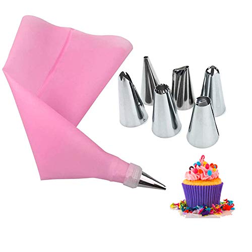 Tukcherry 8pcs Boquillas para Manga Pastelera Incluyendo Boquillas de Acero Inoxidable, Bolsas de Pastelería, Acopladores, Pasteles para Hornear Juego de Decoración para Cupcakes (P1)