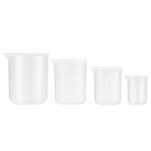 Vasos Medidores de Plástico, Jarra Medidora de Plástico PP | 4 unidades de 50 ml, 150 ml, 250 ml y 500 ml | Vasos de plástico para Cocina y Laboratorio Vasos Medidores de Plástico, Jarra Medidora de Plástico PP | 4 unidades de 50 ml, 150 ml, 250 ml y 500 ml | Vasos de plástico para Cocina y Laboratorio