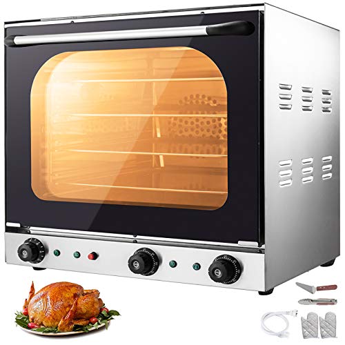 VEVOR Horno Tostador 2.6kW, 60L Horno de Convección, con Función de Rociado, Horno Tostador de Convección, Perfecto para Uso Doméstico y Comercial para Hornear Galletas Pollo a La Parrilla Pizzas Etc