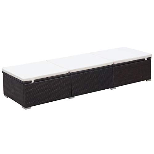 vidaXL Tumbona de Jardín Ratán Sintético 195x60x31 cm Marrón y Crema Terraza vidaXL Tumbona de Jardín Ratán Sintético 195x60x31 cm Marrón y Crema Terraza