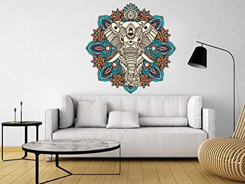 Vinilo Decorativo Pared Elefante Mandala | Varias Medidas 120x120cm | Pegatina Adhesiva Decorativa de Diseño Elegante