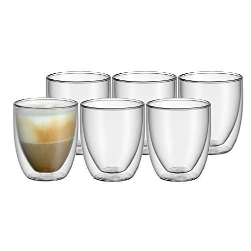 WMF Kult - Juego de 6 vasos de cappuccino de doble pared de 250 ml, efecto flotante, vasos térmicos, resistentes al calor