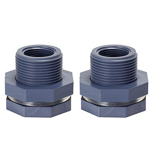 XHXseller Conector de tanque de agua, kit de manguera de jardín con 2 piezas de 3/4 pulgadas de PVC para barriles de lluvia, tanques de agua o acuarios