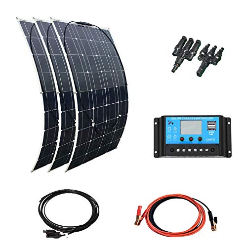 XINPUGUANG panel solar 300W 12V Kit 3pcs 100W 18V Módulo fotovoltaico monocristalino flexible 30A Controlador solar para autocaravana, barco, remolque, automóvil, hogar, 12v Carga de la batería