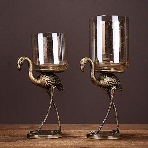 Yamyannie-Home Juego de candelabros de luz para té de Boda Forma de pájaros Juego de candelabros de luz de Velas de Metal para decoración Candelabros (Color : Latón, tamaño : Un tamaño)