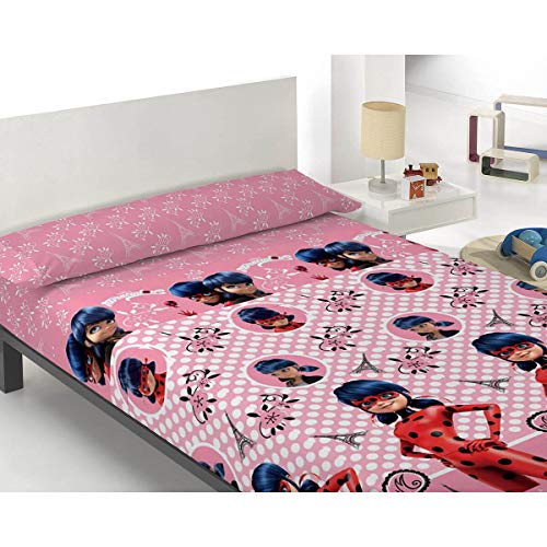 Zag Juego de sábanas Infantil Lady Bug - 100% Algodón - Color Rosa - Cama 105 cm
