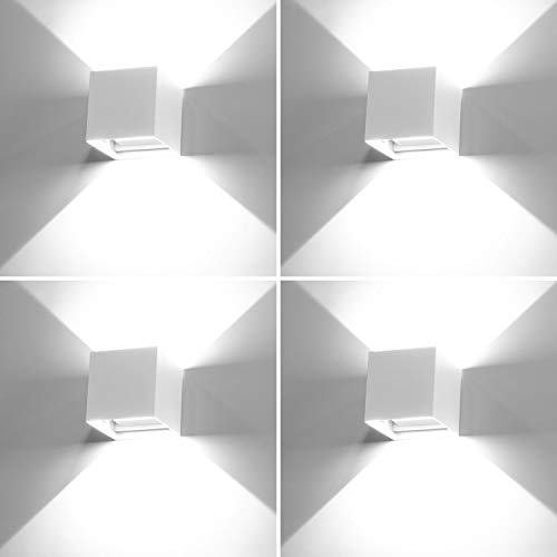 4 piezas 12W Aplique de pared LED Blanco Frio 6000K, LEDMO Lámpara de pared Interior/Exterior, 1000lm Blanco lampara de pared IP65 Impermeable