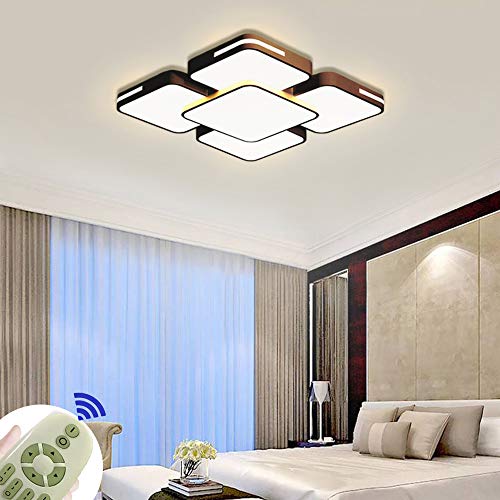 64W Lámpara de techo LED Regulable Plafon Techo Led Cuadrado Iluminación interior para Dormitorio Comedor Cocina Balcón Marco de Concha Negro [Clase de eficiencia energética A++]