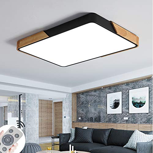 72W lamparas techo modernas plafón LED de madera atmósfera rectangular adecuado para dormitorio estudio hotel balcón restaurante (regulable 3000-6500K)