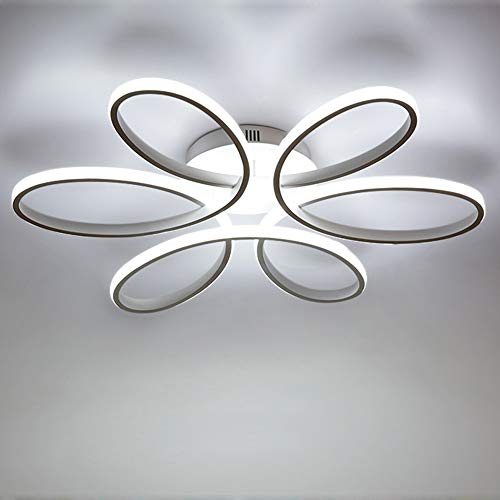 85W LED Lámpara de techo de Forma de flor creativa Luz de techo Pantalla de aluminio acrílico moderna y elegante, blanca mate Luz de techo Dormitorio L59cm * H11cm, Blanco frío 6000K
