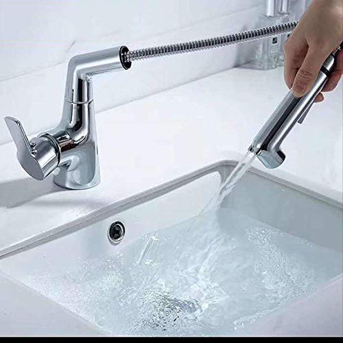 Acero inoxidable Levante el lavabo de cintura pequeño (sin manguera),Grifo Lavabo Monomando Cascada, Grifos Modernos sin Plomo para Lavabos del Cuarto de Baño, Agua Fria y Caliente