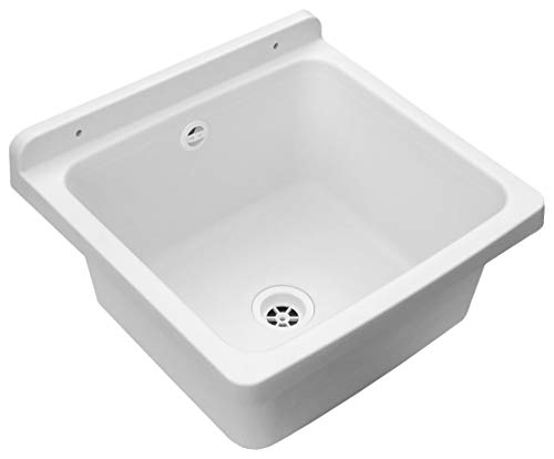 Adventa Lavandino-Pilozzo de pared de resina para exterior 40 x 40 cm, blanco Adventa Lavandino-Pilozzo de pared de resina para exterior 40 x 40 cm, blanco