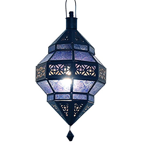 albena Marokko Galerie 13-157 Trob lámpara oriental estilo marroquí 30 cm cristal azul