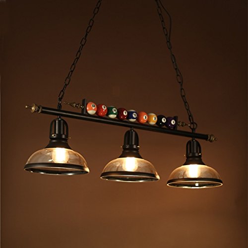 AMOS Poste moderna lámpara de billar de cristal de hierro forjado candelabro de billar de hierro forjado dormitorio café restaurante iluminación (Tamaño : 98 * 30cm)