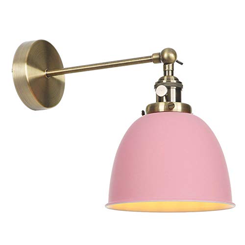 Apliques De Pared Para Interiores Industriales Vintage,Brazo Ajustable De Pared De Luz Lámpara E27,El Hierro Forjado Con Aparejo De Tulipa Redonda Rosa Candelabro De Pared De Luz De Lectura Para Il