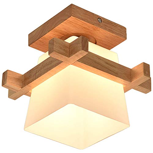 Artpad Simple Japón Tatami E27 Lámpara de madera Luz Pasillo Porche Balcón Luminarias de techo Lámpara de techo moderna de vidrio