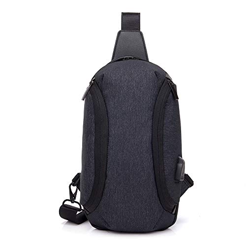 ASDFGHJKL Ligera Bolsa de Pecho de Carga USB Interfaz Impermeable Anti-Robo de la lámpara Negocios Ocio al Aire Libre del Viaje de múltiples Capas de Crossbody del Hombro del Bolso,Negro