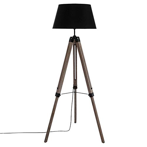 Atmosphera - Lámpara de pie, estilo industrial, madera, diseño de trípode, color negro Atmosphera - Lámpara de pie, estilo industrial, madera, diseño de trípode, color negro