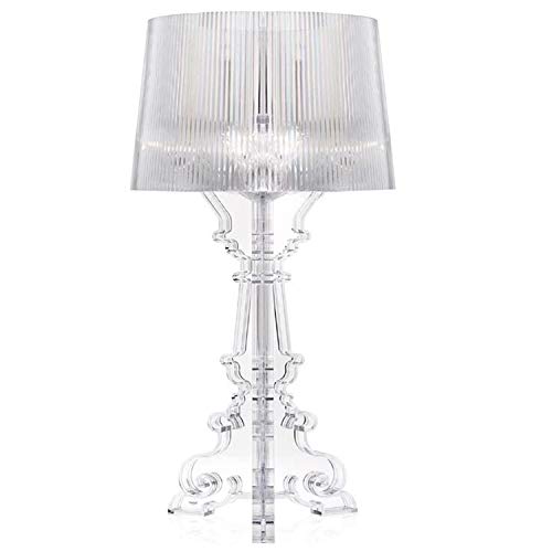 BABIFIS - Lámpara de mesa de cristal acrílico transparente de 20 pulgadas de alto acceso, lámpara de mesa transparente, lámpara de mesita de noche con LED de cristal para cama US EU Plug E27