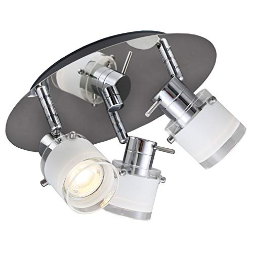 B.K.Licht 3 x 5W LED Lámpara de techo moderna, IP44 Luz de Baño con Focos Giratorios GU10, Blanca cálida 3000K, 400lm