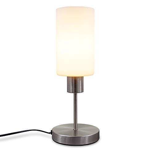 B.K.Licht lámpara de mesa I Enchufe E27 I lámpara de mesa I Regulable en 3 pasos mediante regulador táctil I lámpara de vidrio I sin bombilla máx. 25W