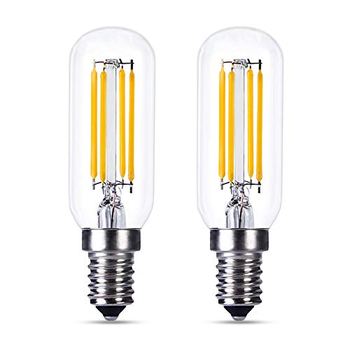 Bombilla LED E14 Regulable Luz Calida 2700K, T25, 4W Retro Edison LED Equivalente a 40W, 400LM, Bombillas Filamento Vintage E14 Pequeña para Campana Extractora, Lámpara de Techo, pack de 2