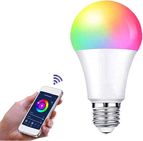 Bombilla LED Inteligente WiFi,10W 1000 Lúmenes E27 Lámpara, WiFi Bombilla Luces Cálidas/Frías & RGB Funciona con Alexa (Echo, Echo Dot) Google Home,16 Millones de Colores,Bombilla 6500K