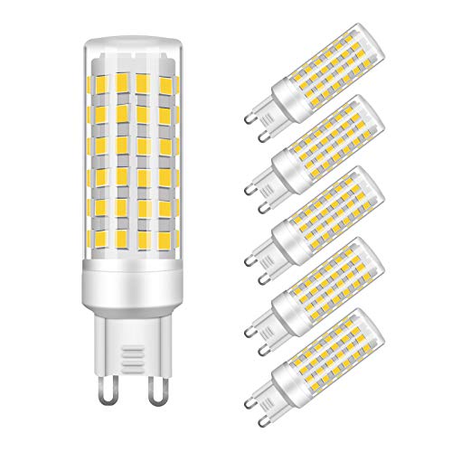 Bombillas LED G9 9W Equivalente a Lámpara Halógeno de 75W, 750Lm, Blanca Fría 6000K, No Regulable, 5 Unidades