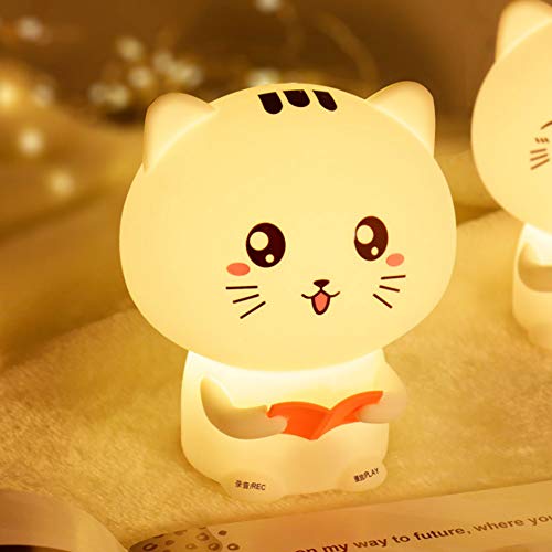 BoquiteCarnaval de San Valentín Luz de Noche LED, Linda lámpara de Silicona en Forma de Gato Luz de Noche LED portátil con Sensor táctil con grabación de Voz Ideal para la cabecera del Do BoquiteCarnaval de San Valentín Luz de Noche LED, Linda lámpara de Silicona en Forma de Gato Luz de Noche LED portátil con Sensor táctil con grabación de Voz Ideal para la cabecera del Do